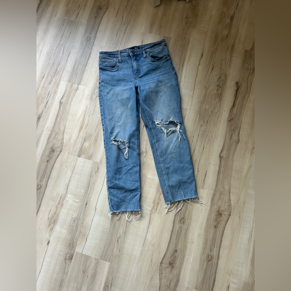 Kut from the Kloth Light Blue Straight Leg Ripped Jeans